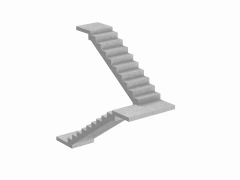 Concrete Stairs 3D Model