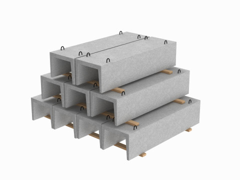 Concrete Trench On Wood Planks 3D Модель