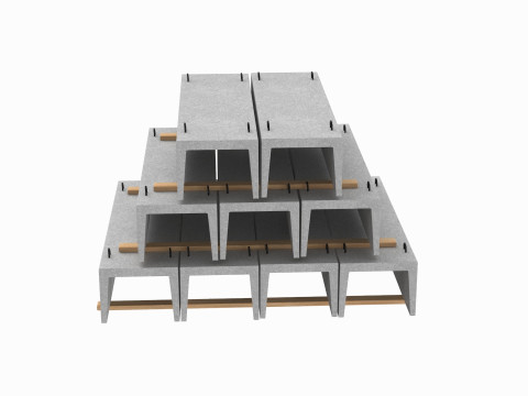 Concrete Trench On Wood Planks Modèle 3D