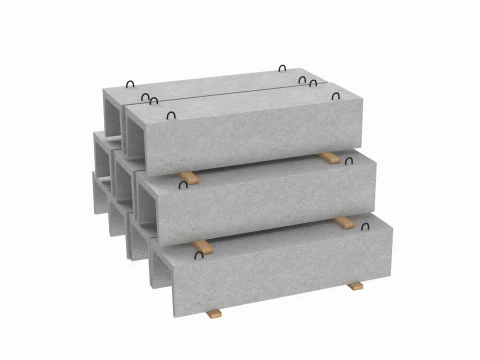 Betongraben auf Holzplanken 3D Modell