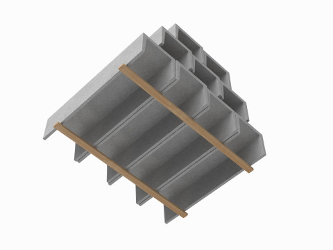 Concrete Trench On Wood Planks Modèle 3D
