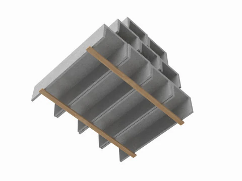 Betongraben auf Holzplanken 3D Modell