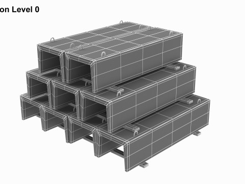 Concrete Trench On Wood Planks Modèle 3D