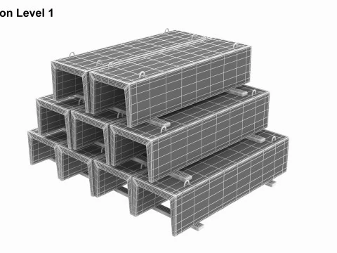 Betongraben auf Holzplanken 3D Modell