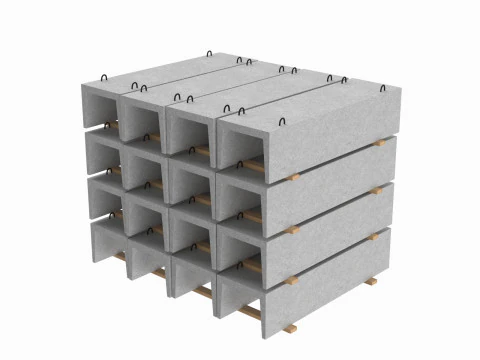 Бетонная траншея на деревянных досках 3D Модель