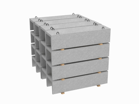 Concrete Trench On Wood Planks Model 3D