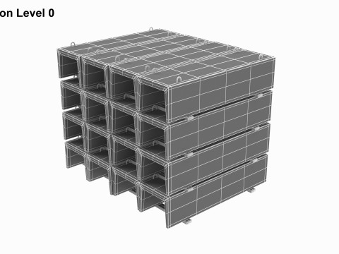 Concrete Trench On Wood Planks Model 3D