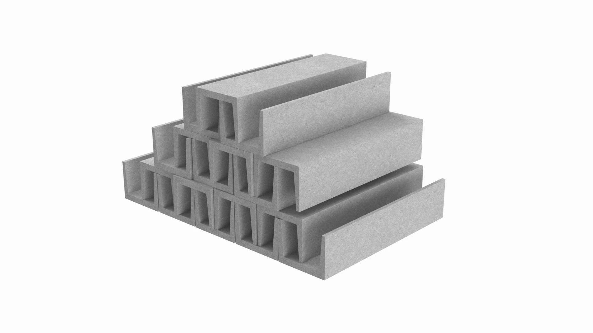 Concrete Trenches 3D Model .c4d .max .obj .3ds .fbx .stl .blend 