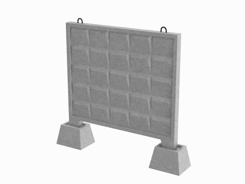 Concrete Wall Fence Model 3D