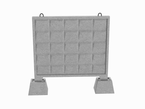 Concrete Wall Fence Model 3D