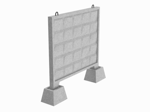 Concrete Wall Fence Model 3D