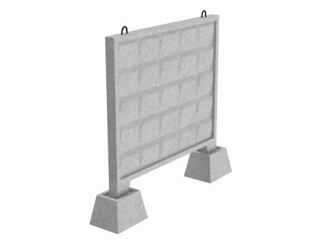 Concrete Wall Fence 3D Model