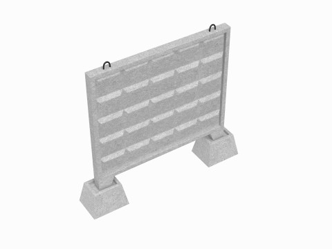 Concrete Wall Fence Model 3D