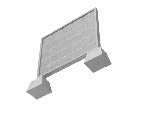 Concrete Wall Fence 3D Model
