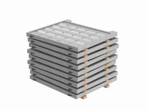 Бетонный забор на деревянных досках 3D Модель