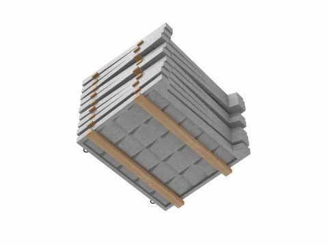 Concrete Fence On Wooden Planks 3D Model