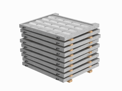 Concrete Fence On Wooden Planks 3D-Modell
