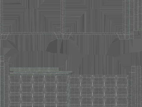 Concrete Fence On Wooden Planks 3D-Modell