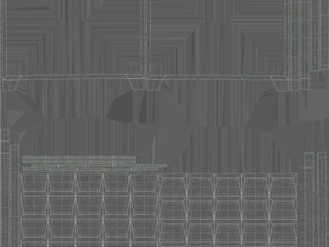 Concrete Fence On Wooden Planks 3D Model
