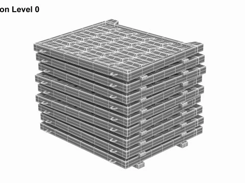 Concrete Fence On Wooden Planks 3D Model