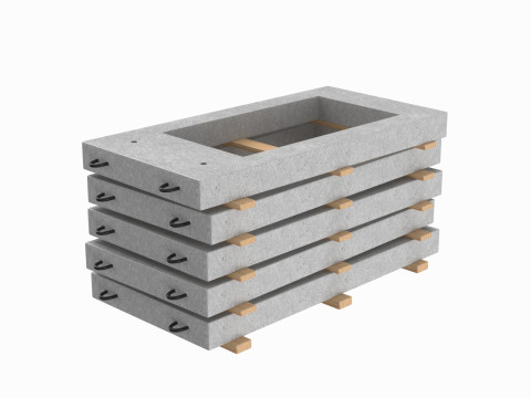 Concrete Wall Panels On Wood Planks 3D Model