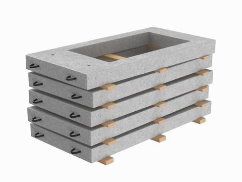 Concrete Wall Panels On Wood Planks Modèle 3D