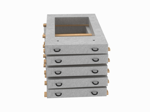 Concrete Wall Panels On Wood Planks Modèle 3D