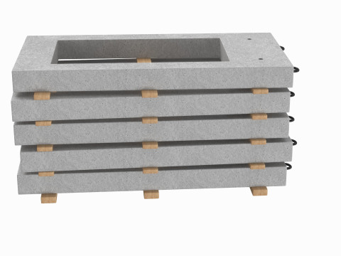 Concrete Wall Panels On Wood Planks Modèle 3D