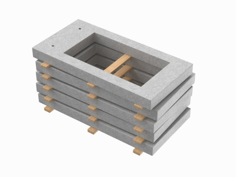 Concrete Wall Panels On Wood Planks Modèle 3D