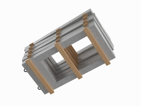 Concrete Wall Panels On Wood Planks Modèle 3D
