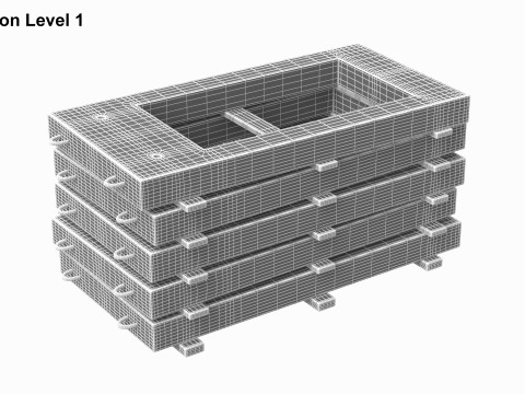 Concrete Wall Panels On Wood Planks Modèle 3D