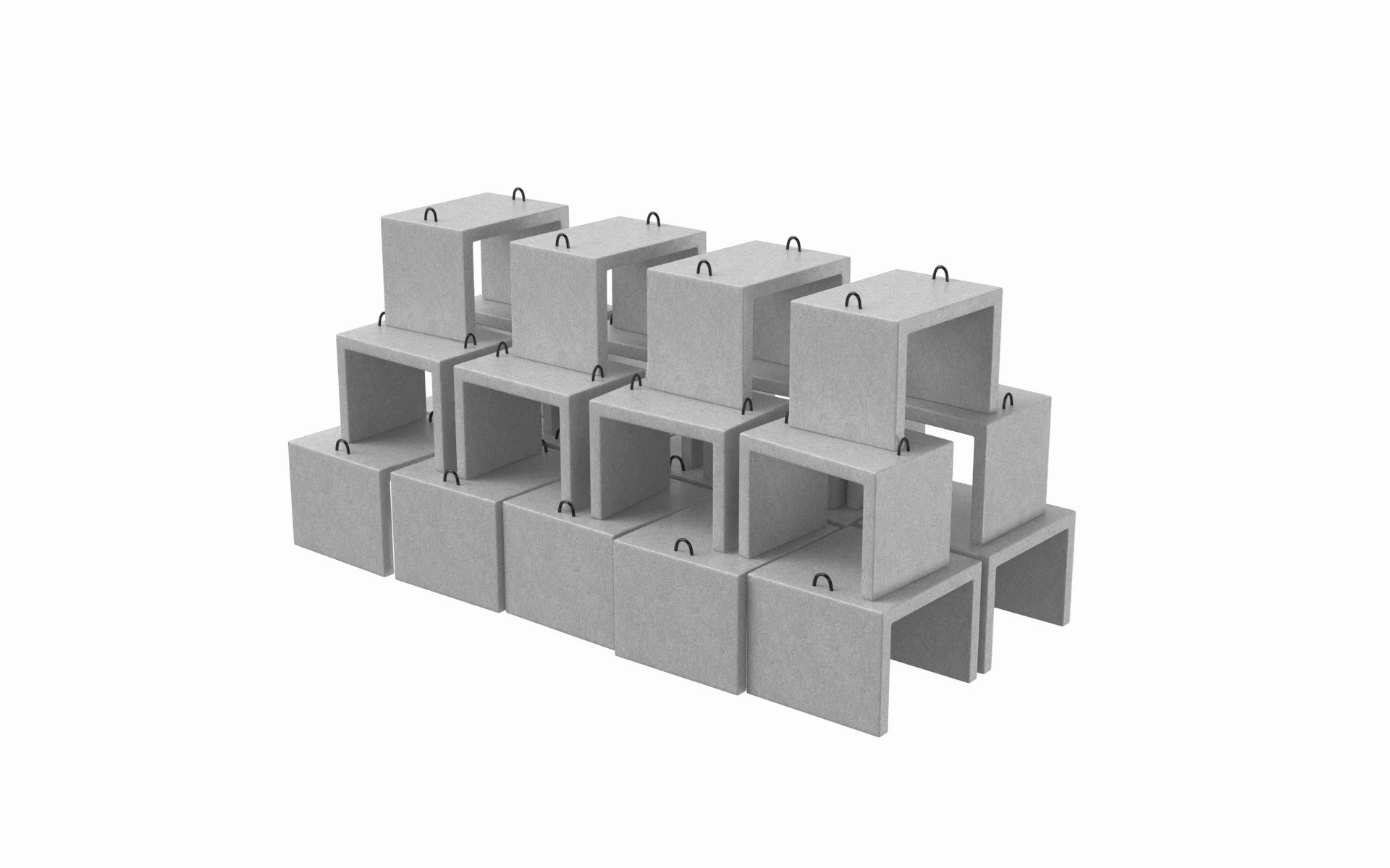 Stack Of Concrete Blocks 3D Model .c4d .max .obj .3ds .fbx .stl .blend