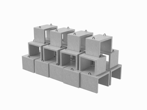 Stack Of Concrete Blocks 3D Model