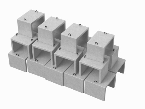 Stack Of Concrete Blocks Modèle 3D