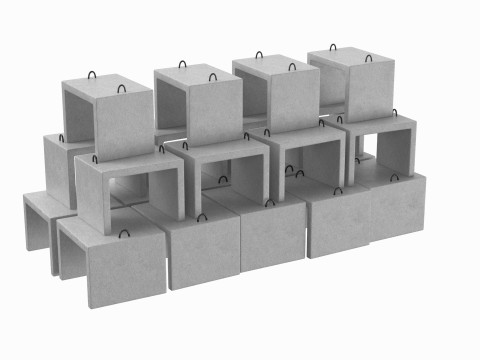 Stack Of Concrete Blocks Modèle 3D