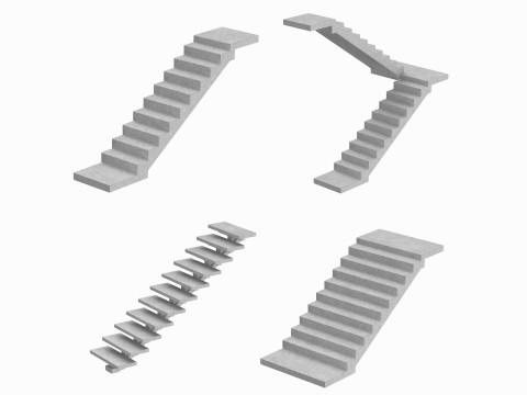 Concrete Stairs Collection 3D Model