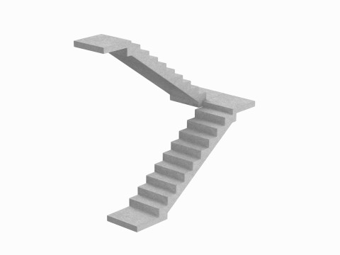 Concrete Stairs Collection 3D Model