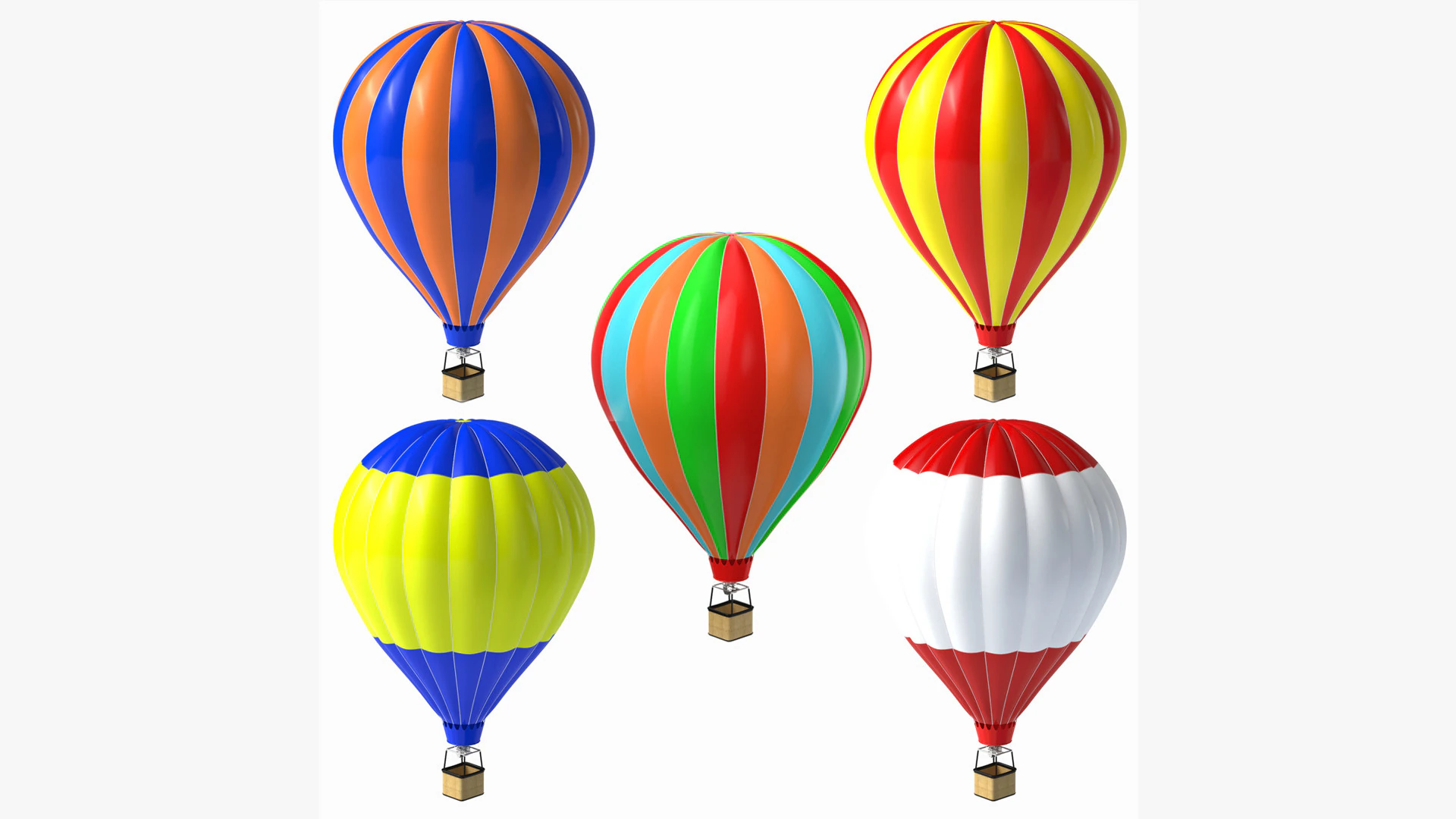 Hot Air Balloon Collection 3D Model .c4d .max .obj .3ds .fbx .stl .blend 