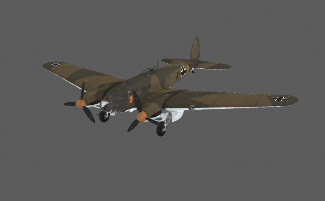 He-111 World War II air bomber 3D CG model 3D 模型 .c4d .max .obj .3ds .fbx .stl .blend 