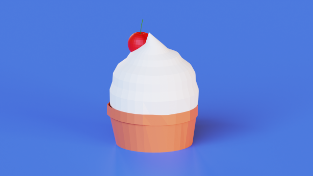 Lowpolygonal Icecream with berry 3Dモデル .c4d .max .obj .3ds .fbx .stl .blend 
