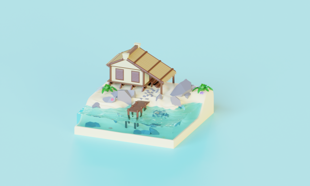 Beach House 3D Model .c4d .max .obj .3ds .fbx .stl .blend 