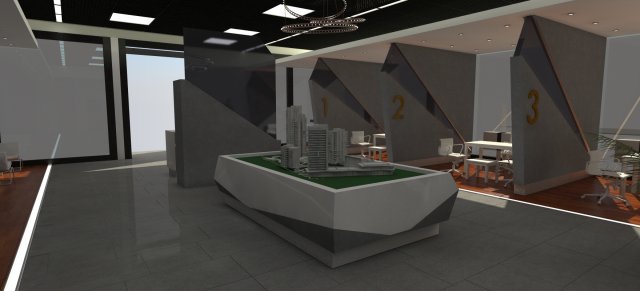Sales office 3D Model .c4d .max .obj .3ds .fbx .lwo .lw .lws