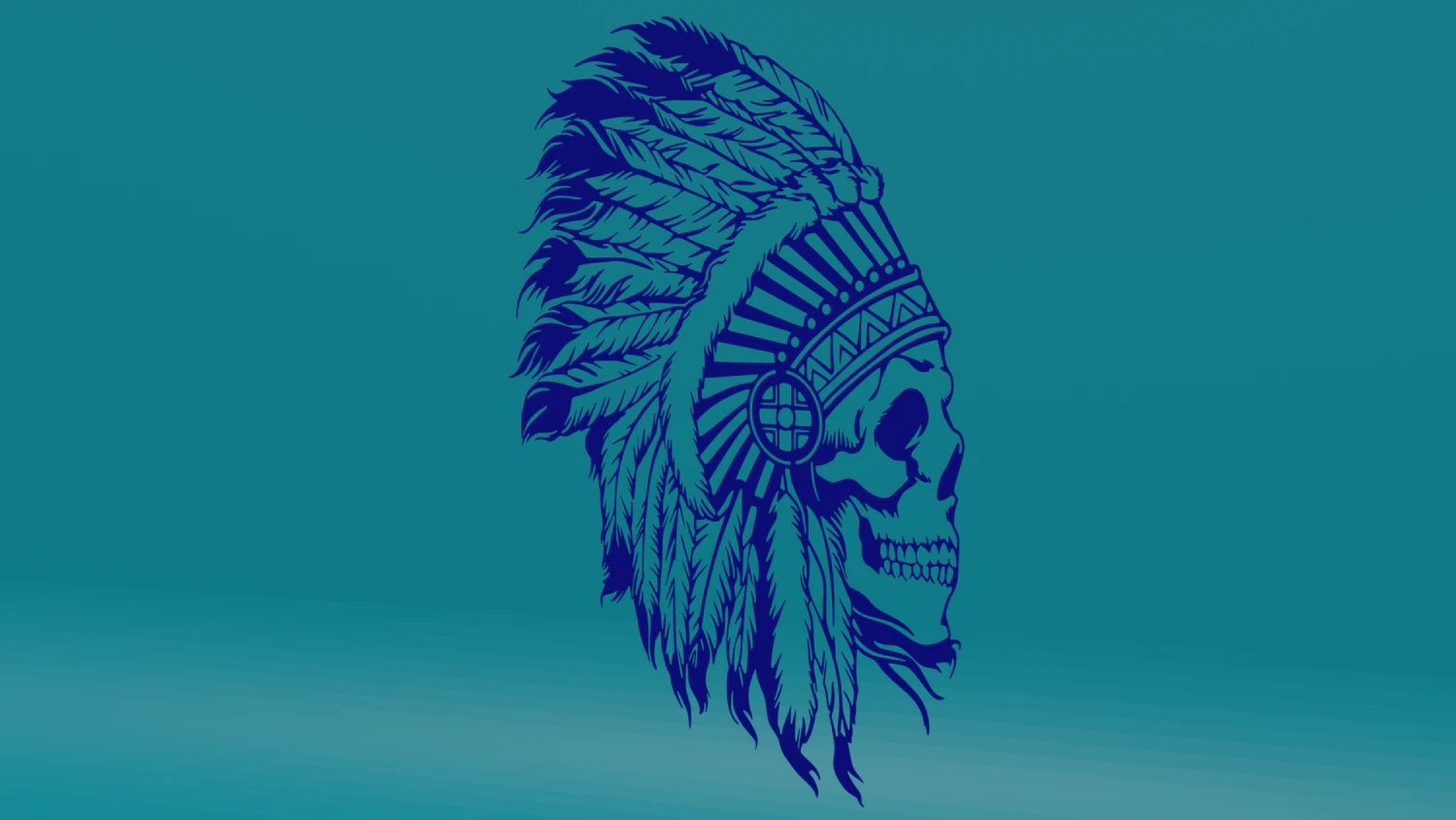 Skull with feathers 3D Print Model .c4d .max .obj .3ds .fbx .stl .blend