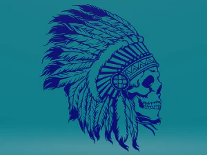 Skull with feathers 3D Print Model