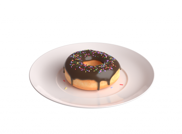 Donut on a plate 3Dモデル .c4d .max .obj .3ds .fbx .stl .blend 