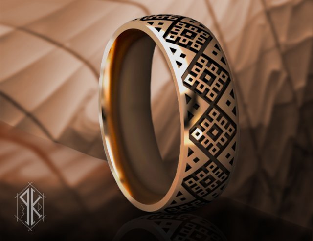 Ukrainian embroidered ring - Vyshyvanka ring 3D Принт Модель .c4d .max .obj .3ds .fbx .stl .blend 