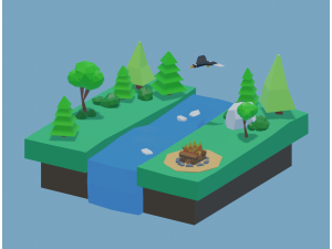 Lowpoly forest 3D Model