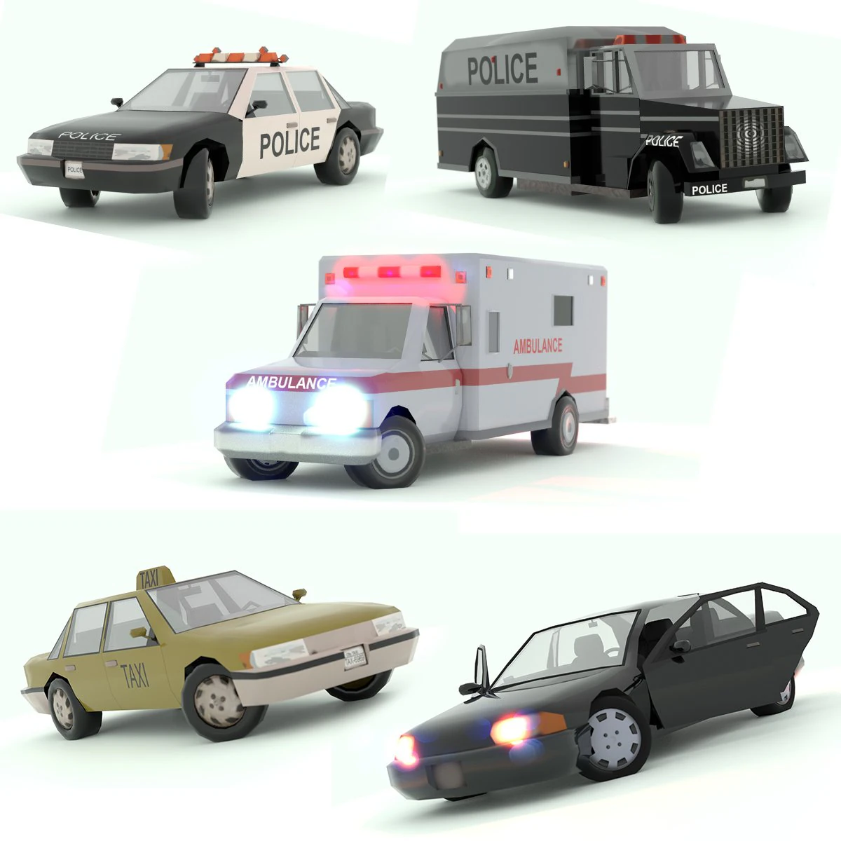 Vehicles of the city services 3D Model .c4d .max .obj .3ds .fbx .stl .blend 