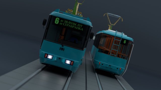 Minsk tramway - AKSM-60102 3D Model .c4d .max .obj .3ds .fbx .stl .blend 