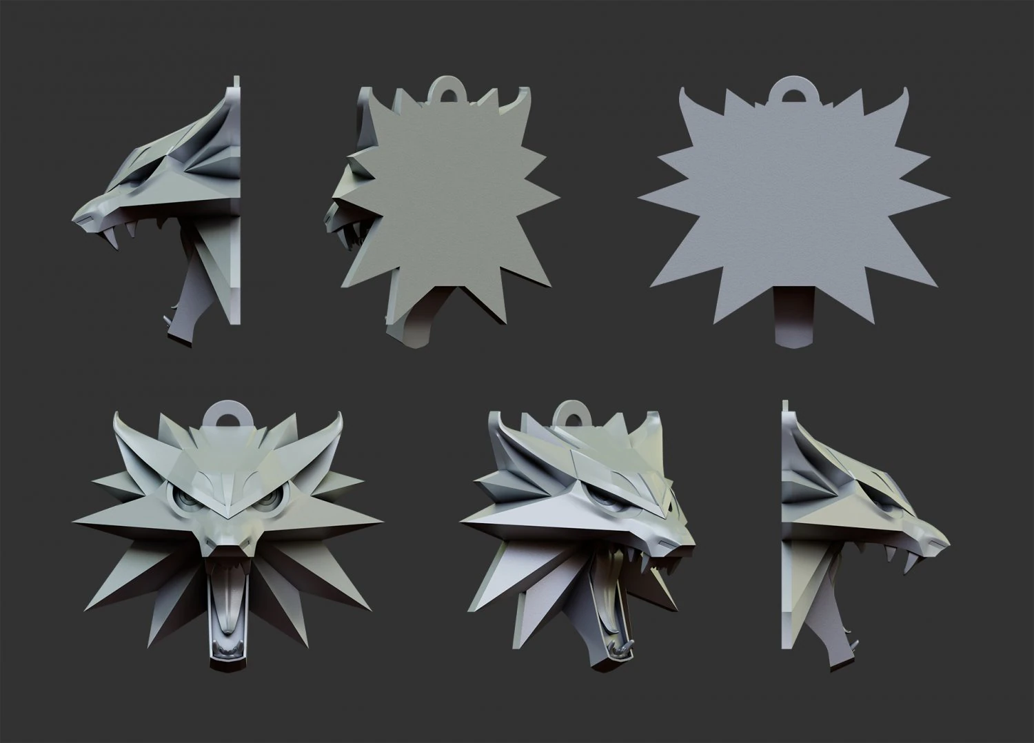 Witcher Wolf Necklace 3D Print Model .c4d .max .obj .3ds .fbx .stl .blend 